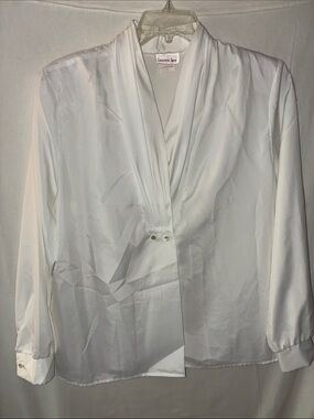 Lauren Lee White Draped V-Neck Blouse